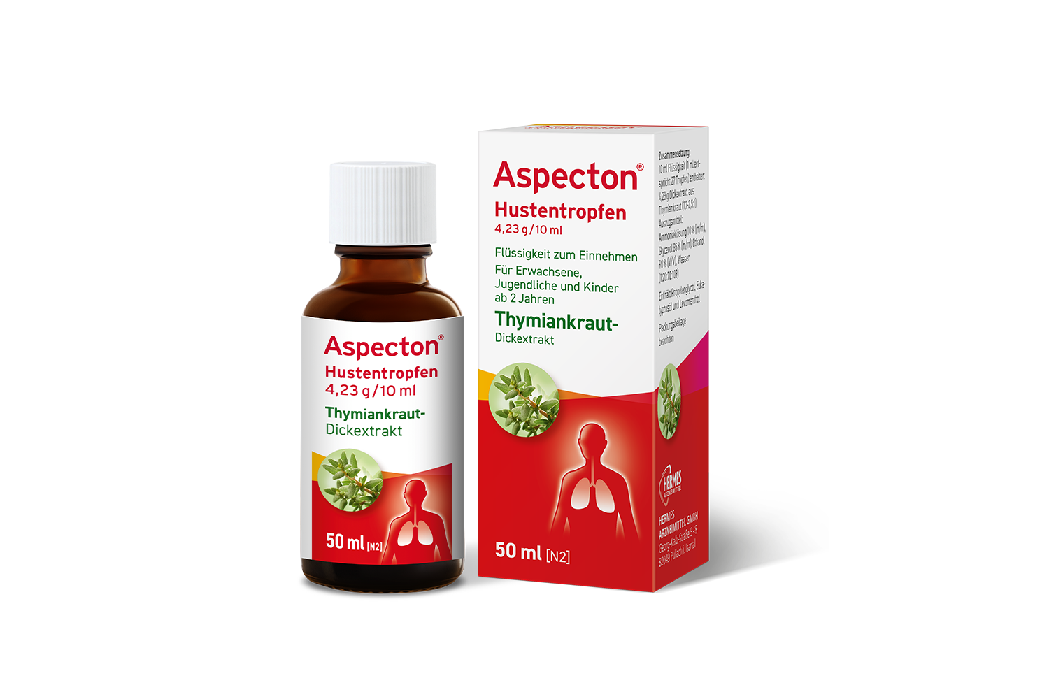 Packshot der Aspecton® Hustentropfen 50ml